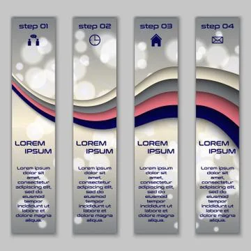 Vector design vertical banner set with abstract glowing elements Stock Illustration