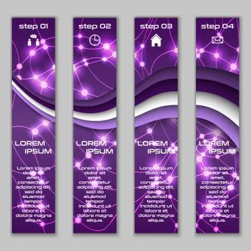 Vector design vertical banner set with abstract glowing elements Illustrazione stock