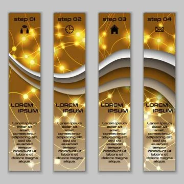 Vector design vertical banner set with abstract glowing elements Illustrazione stock
