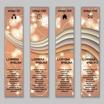 Vector design vertical banner set with abstract glowing elements Stock Illustration