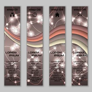 Vector design vertical banner set with abstract glowing elements Stock Illustration