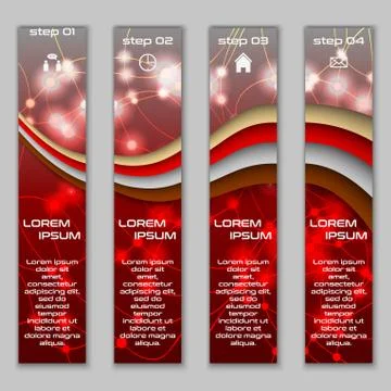 Vector design vertical banner set with abstract glowing elements Illustrazione stock