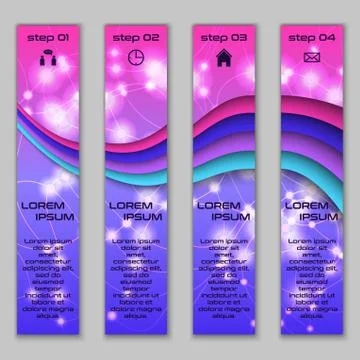 Vector design vertical banner set with abstract glowing elements 스톡 일러스트