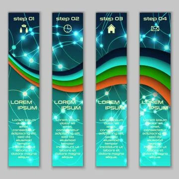 Vector design vertical banner set with abstract glowing elements Illustrazione stock