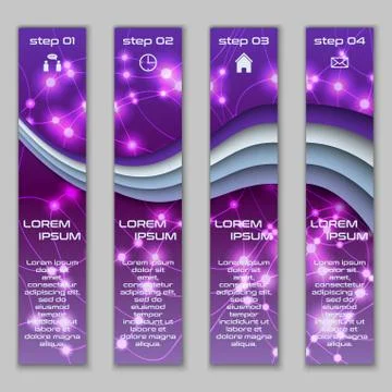 Vector design vertical banner set with abstract glowing elements 스톡 일러스트