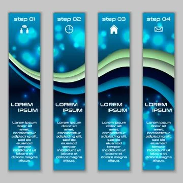 Vector design vertical banner set with abstract glowing elements Stock Illustration