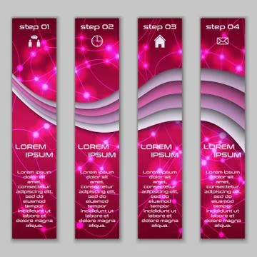 Vector design vertical banner set with abstract glowing elements 스톡 일러스트