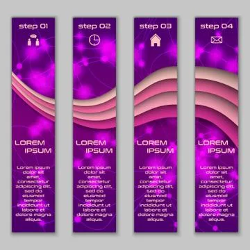 Vector design vertical banner set with abstract glowing elements 스톡 일러스트