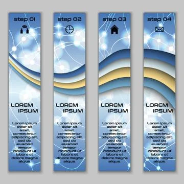 Vector design vertical banner set with abstract glowing elements Stock Illustration