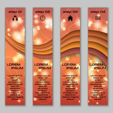 Vector design vertical banner set with abstract glowing elements Stock Illustration