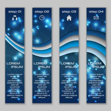 Vector design vertical banner set with abstract glowing elements 스톡 일러스트