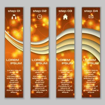 Vector design vertical banner set with abstract glowing elements Stock Illustration