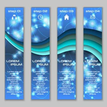 Vector design vertical banner set with abstract glowing elements 스톡 일러스트