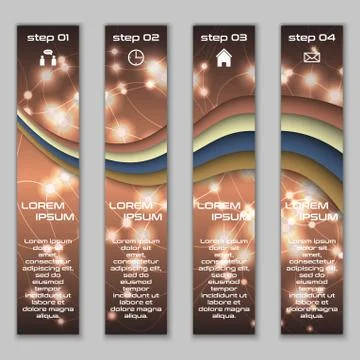 Vector design vertical banner set with abstract glowing elements イラスト素材