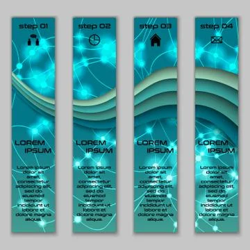 Vector design vertical banner set with abstract glowing elements Illustrazione stock