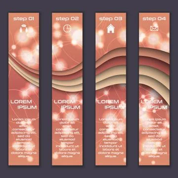 Vector design vertical banner set with abstract glowing elements Illustrazione stock