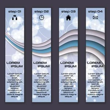 Vector design vertical banner set with abstract glowing elements Stock Illustration