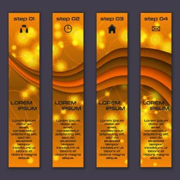 Vector design vertical banner set with abstract glowing elements Stock Illustration
