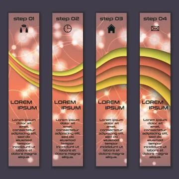 Vector design vertical banner set with abstract glowing elements イラスト素材
