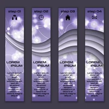 Vector design vertical banner set with abstract glowing elements Illustrazione stock