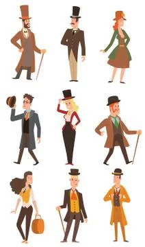 Vector design victorian people. Stock Illustration