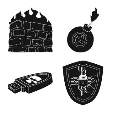 Vector design of virus and secure icon. Collection of virus and cyber stock Stock Illustration