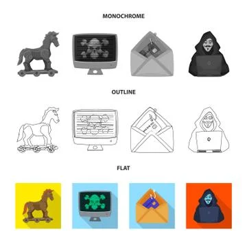 Vector design of virus and secure logo. Set of virus and cyber vector icon for Stock-Illustration