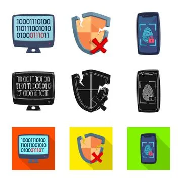 Vector design of virus and secure icon. Set of virus and cyber vector icon for Stock-Illustration