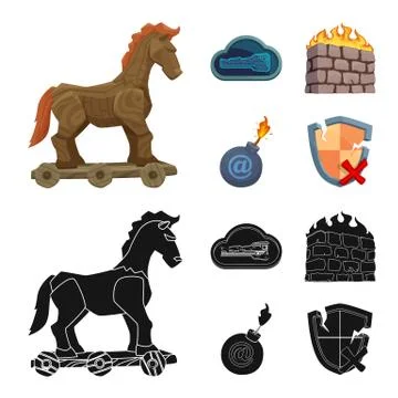 Vector design of virus and secure icon. Set of virus and cyber stock symbol for Stock-Illustration