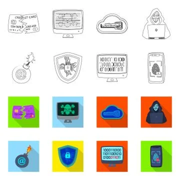 Vector design of virus and secure logo. Set of virus and cyber stock symbol for イラスト素材