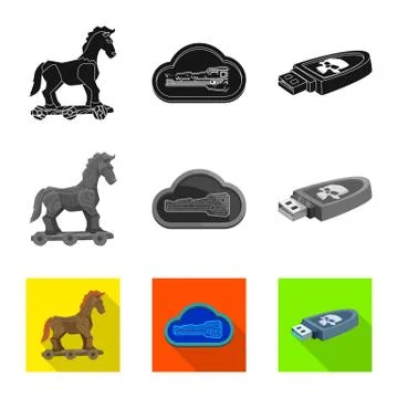 Vector design of virus and secure logo. Collection of virus and cyber stock Stock Illustration