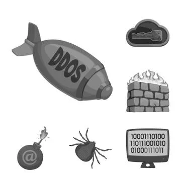 Vector design of virus and secure symbol. Set of virus and cyber stock vector Illustrazione stock