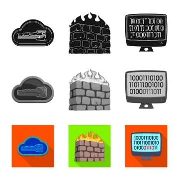 Vector design of virus and secure logo. Set of virus and cyber stock vector イラスト素材