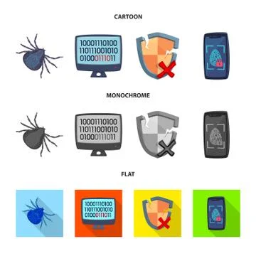 Vector design of virus and secure icon. Set of virus and cyber stock symbol for Stockillustratie