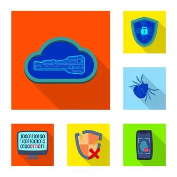 Vector design of virus and secure symbol. Collection of virus and cyber vector イラスト素材