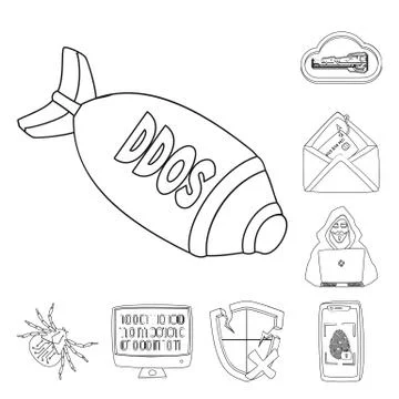 Vector design of virus and secure icon. Collection of virus and cyber stock イラスト素材