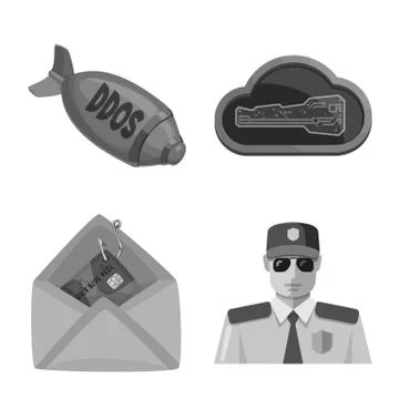 Vector design of virus and secure logo. Collection of virus and cyber vector Stock-Illustration