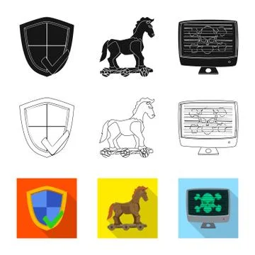 Vector design of virus and secure icon. Set of virus and cyber stock symbol for Illustrazione stock