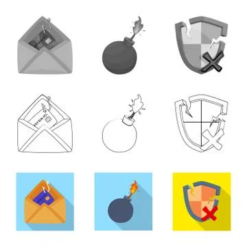 Vector design of virus and secure logo. Set of virus and cyber vector icon for 스톡 일러스트