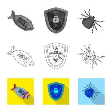 Vector design of virus and secure symbol. Set of virus and cyber stock symbol Stock Illustration