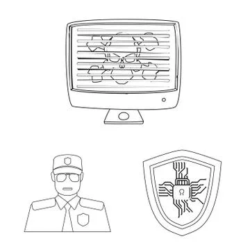 Vector design of virus and secure sign. Set of virus and cyber vector icon for Illustrazione stock