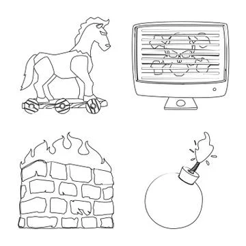 Vector design of virus and secure logo. Set of virus and cyber stock vector Stock-Illustration