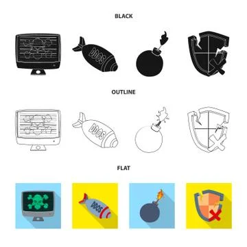 Vector design of virus and secure icon. Collection of virus and cyber vector Illustrazione stock