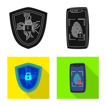 Vector design of virus and secure logo. Set of virus and cyber vector icon for Stock Illustration