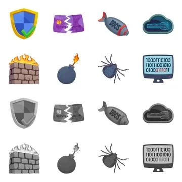 Vector design of virus and secure logo. Collection of virus and cyber vector Stock Illustration