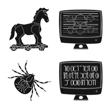 Vector design of virus and secure symbol. Set of virus and cyber vector icon for Illustrazione stock