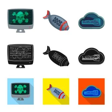 Vector design of virus and secure logo. Collection of virus and cyber stock Stockillustratie