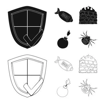 Vector design of virus and secure icon. Set of virus and cyber stock vector Illustrazione stock