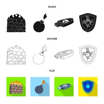 Vector design of virus and secure logo. Collection of virus and cyber stock Stockillustratie