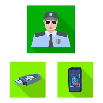 Vector design of virus and secure symbol. Collection of virus and cyber stock Stock-Illustration